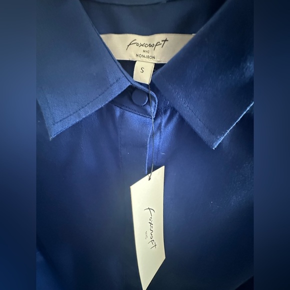 Women’s Foxcroft Beatrice 3/4 Sleeve Sapphire Button Down Shirt Size Small - Picture 4 of 4